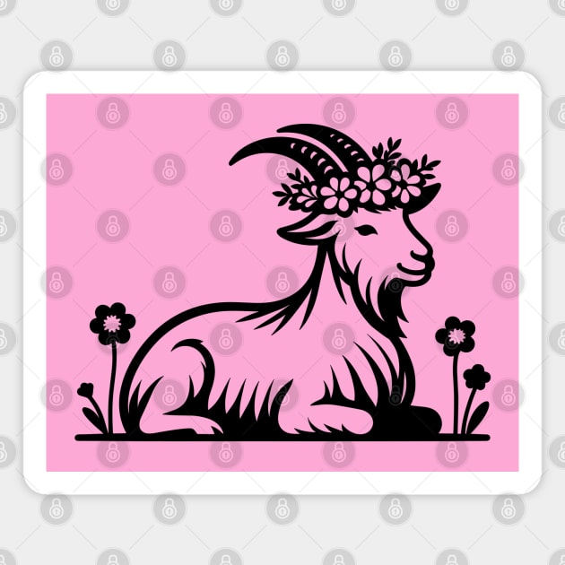 Goat Wearing a Flower Crown Magnet by KayBee Gift Shop